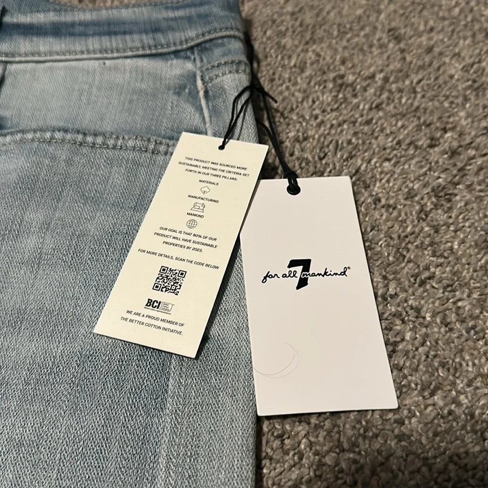 NWT 7 For All Mankind Cuffed Mid Roll Shorts 32 Broken Twill Coco Prive 7FAM - Picture 11 of 11